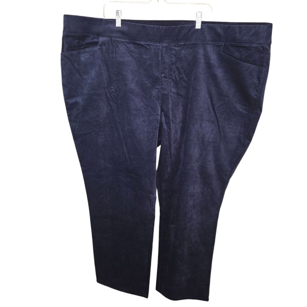 D&CO. Denim & Co. NWOT Navy Blue Straight Leg Velvet Pull On Pants Size 4x